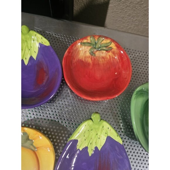 Pier One Set Of 5 Vegetable Veggie Shaled Dip Bowls Ironstone - Picture 3 of 6